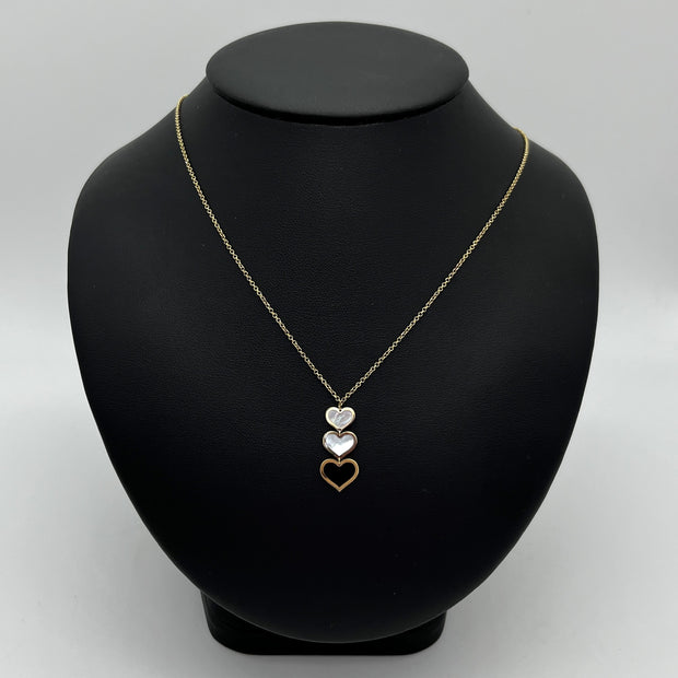 3 Heart Mother of Pearl/Onyx Necklace